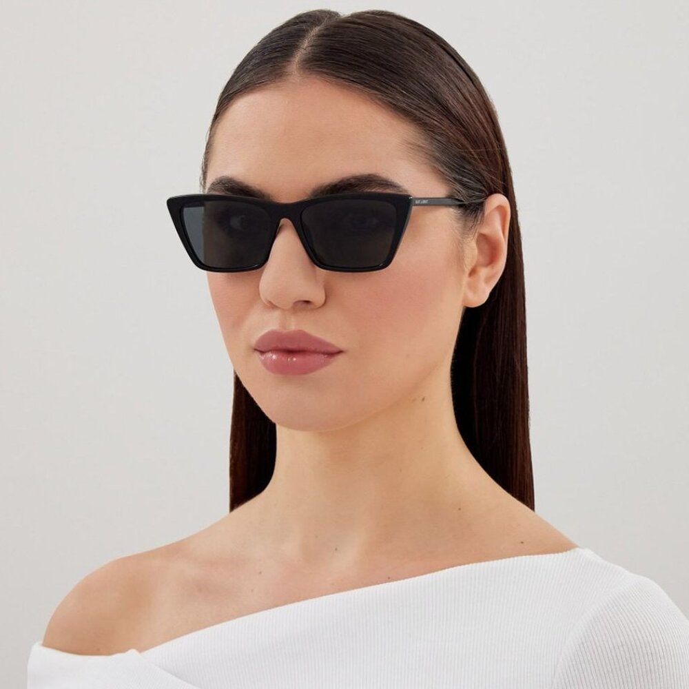 Saint Laurent Men Sunglasses Black Cat Eye SL737 MICA THIN 001 BRAND NEW - Picture 12 of 14